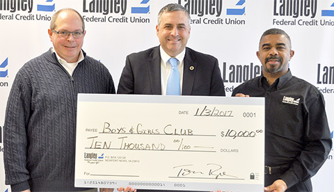 Langley's Fred Hagerman (left), Boys & Girls Clubs President & CEO Harold Smith (center) and Langley's Gary Hunter (right)